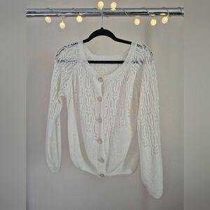 Chic White Button-Up Cardigan